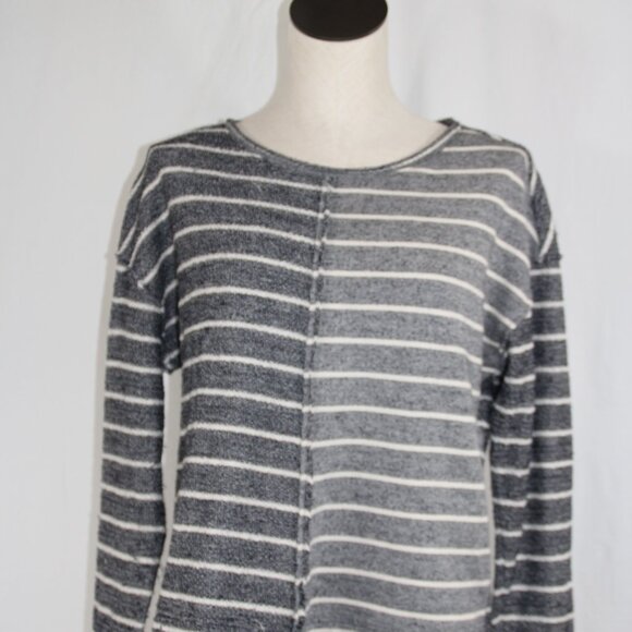 Anthropologie Women's Navy/White Striped DEVIN Textured Sweatshirt Size Small - Picture 4 of 10